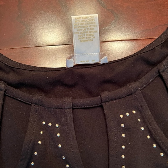 Cache – Black Sleeveless Sweater w/Cutout Neckline and Gold Swirl Beaded Design - Picture 10 of 10